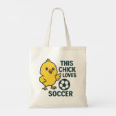 Dit kuiken houdt van voetbal tote bag (Achterkant)