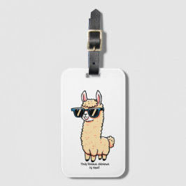 Dit lama drama is een echte eigenzinnige pose in z bagagelabel