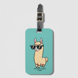 Dit lama drama is een echte eigenzinnige pose in z bagagelabel