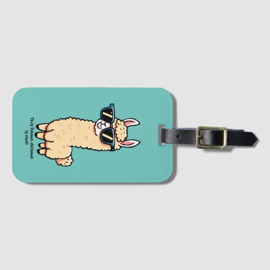 Dit lama drama is een echte eigenzinnige pose in z bagagelabel (Voorkant (horizontaal))