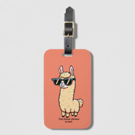 Dit lama drama is een echte eigenzinnige pose in z bagagelabel