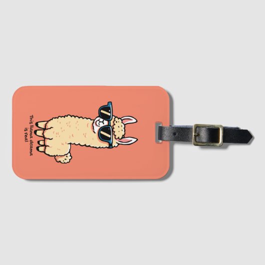 Dit lama drama is een echte eigenzinnige pose in z bagagelabel (Voorkant (horizontaal))