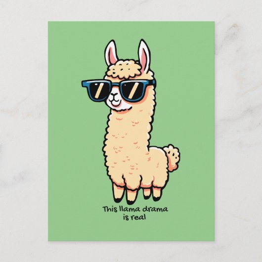 Dit lama drama is een echte eigenzinnige pose in z briefkaart (Voorkant)