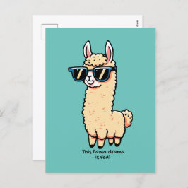 Dit lama drama is een echte eigenzinnige pose in z feestdagenkaart