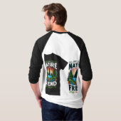 Dit levendige T-shirt heeft de uitdrukking "Natuur (Achterkant volledig)