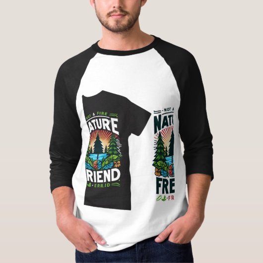 Dit levendige T-shirt heeft de uitdrukking "Natuur (Voorkant)