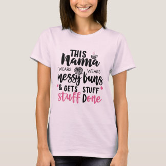 Dit mama draagt rommelige buns T-shirt, grappig ma T-shirt