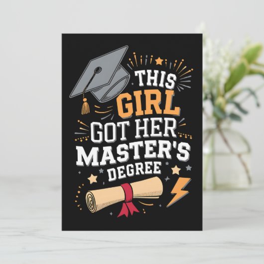 Dit meisje behaalde haar master Afstuderen Kaart (Staand voorkant)