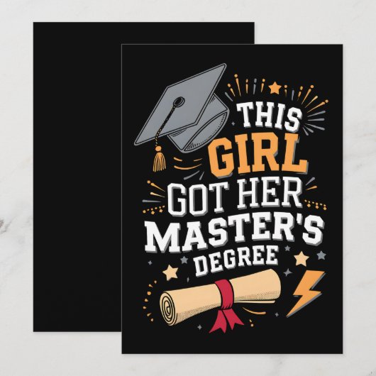 Dit meisje behaalde haar master Afstuderen Kaart (Voorkant / Achterkant)