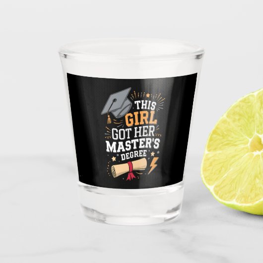 Dit meisje behaalde haar master Afstuderen Shot Glas (Voorkant)