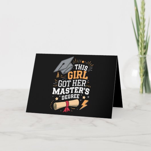Dit meisje behaalde haar masterdiploma afstuderen bedankkaart (Voorkant)