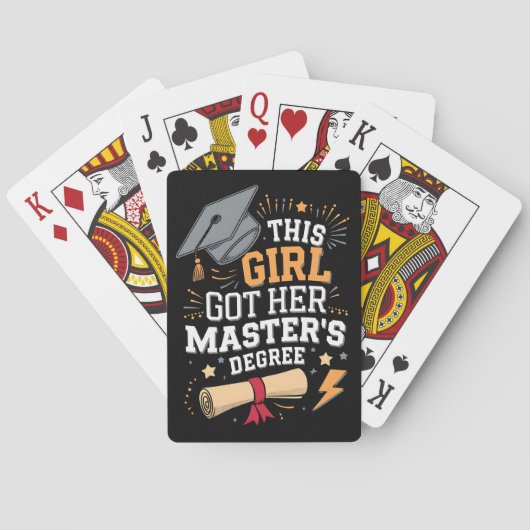 Dit meisje behaalde haar masterdiploma afstuderen pokerkaarten (Achterkant)