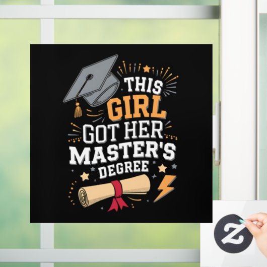 Dit meisje behaalde haar masterdiploma afstuderen raamsticker (Huis)