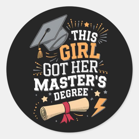 Dit meisje behaalde haar masterdiploma afstuderen ronde sticker (Voorkant)