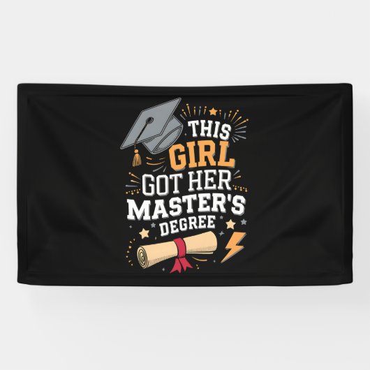 Dit meisje behaalde haar masterdiploma afstuderen spandoek (Horizontaal)