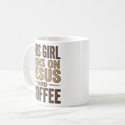 Dit meisje draait op Jesus en Coffee Christelijk T Koffiemok (Voorkant links)