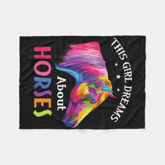 Dit meisje droomt over paardenrennen fleece deken (Voorkant (Horizontaal))