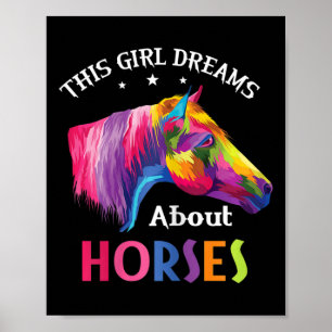 Dit meisje droomt over paardenrennen poster