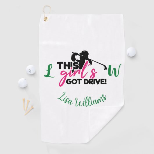 Dit meisje heeft Drive Simple Monogram genaamd Golfhanddoek (Insitu)