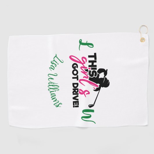 Dit meisje heeft Drive Simple Monogram genaamd Golfhanddoek (Horizontaal)