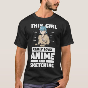 Dit meisje houdt echt van anime en schetsen voor e t-shirt