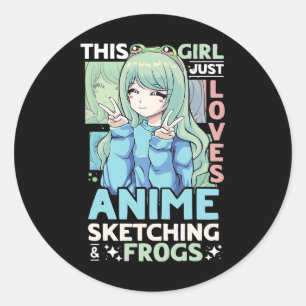Dit meisje houdt gewoon van anime schetsen en kikk ronde sticker