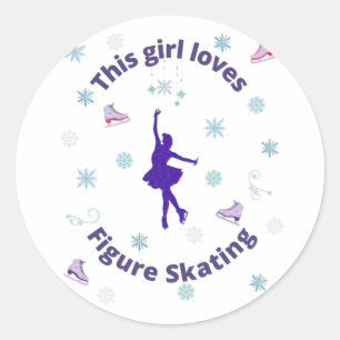 Dit meisje houdt van afbeelding schaatsen ronde sticker