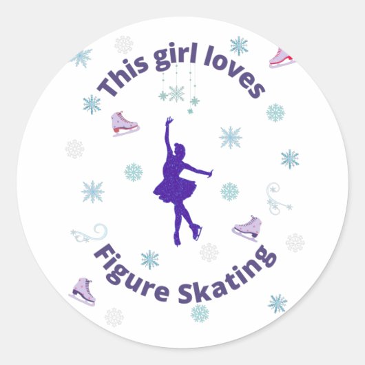 Dit meisje houdt van afbeelding schaatsen ronde sticker (Voorkant)