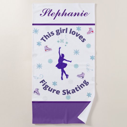 Dit meisje houdt van afbeelding schaatsen strandlaken (Voorkant)