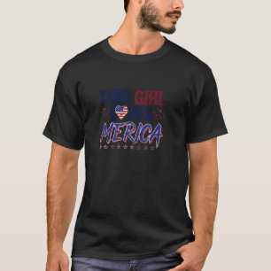Dit meisje houdt van Amerika Amerikaanse vlag T-shirt