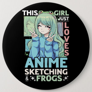 Dit meisje houdt van anime en schetsen liefhebber ronde button 6,0 cm