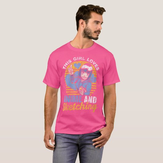 Dit meisje houdt van anime en schetsliefhebber t-shirt (Voorkant volledig)