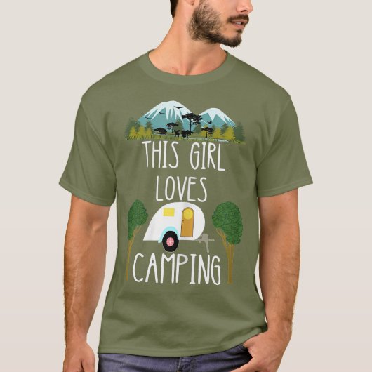 Dit meisje houdt van camping RV Teardrop Trailer T-shirt (Voorkant)