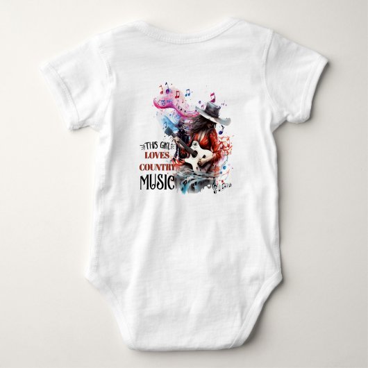 Dit meisje houdt van country muziek baby bodysuit (Achterkant)
