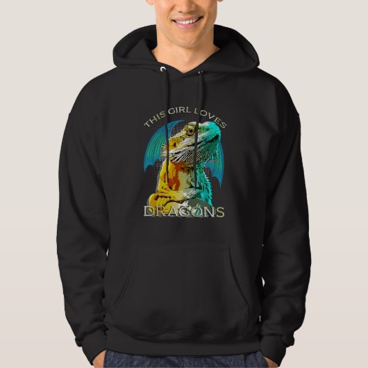 Dit meisje houdt van Dragons Pet Bearded Dragon Hoodie (Voorkant)
