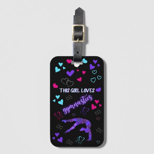 Dit meisje houdt van gymnastiek bagagelabel (Voorkant (verticaal))