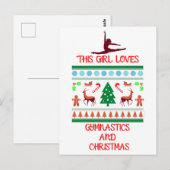 Dit meisje houdt van gymnastiek en kerst briefkaart (Voorkant / Achterkant)