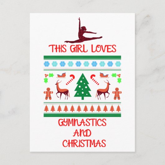 Dit meisje houdt van gymnastiek en kerst briefkaart (Voorkant)
