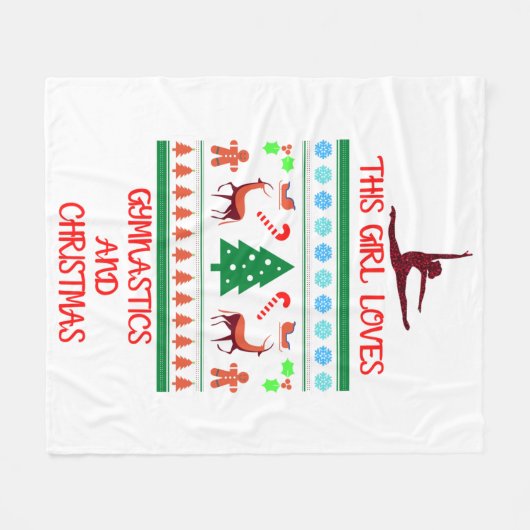Dit meisje houdt van gymnastiek en kerst fleece deken (Voorkant (Horizontaal))