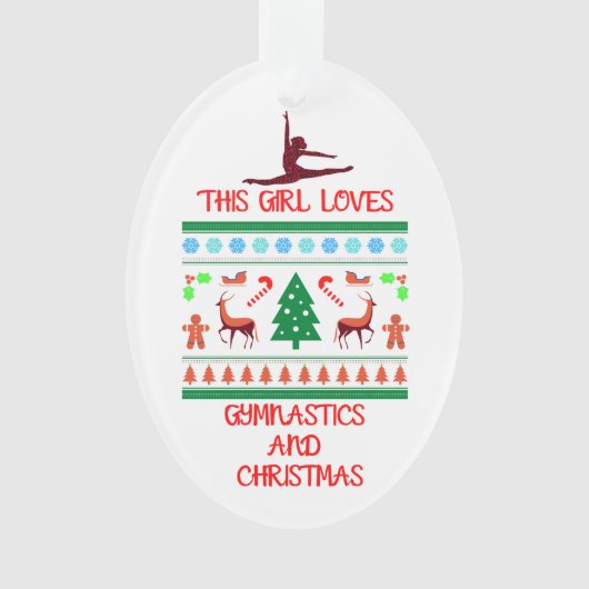 Dit meisje houdt van gymnastiek en kerst ornament (voorkant)