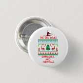 Dit meisje houdt van gymnastiek en kerst ronde button 3,2 cm (Voorkant /achterkant)