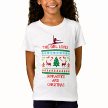 Dit meisje houdt van gymnastiek en kerst T-shirt