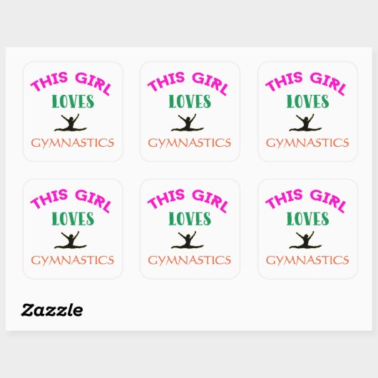 Dit meisje houdt van Gymnastiek Gymnast Quote Vierkante Sticker (Vel)