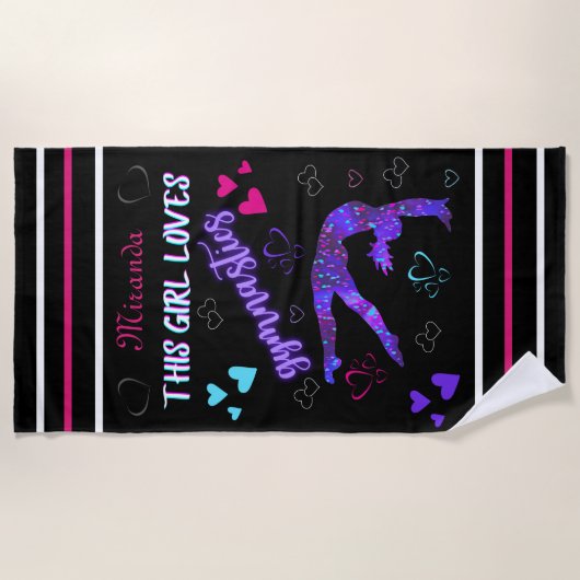 Dit meisje houdt van gymnastiek strandlaken (Voorkant)