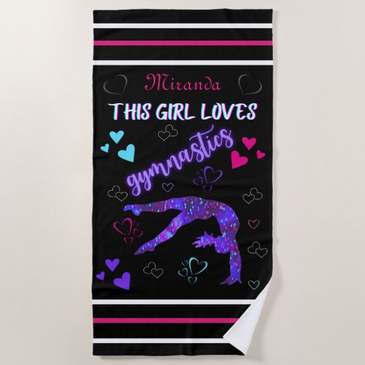 Dit meisje houdt van gymnastiek strandlaken (Voorkant)