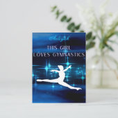 Dit meisje houdt van Gymnastiek zwart, blauw, wit Briefkaart (Staand voorkant)