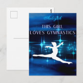 Dit meisje houdt van Gymnastiek zwart, blauw, wit Briefkaart (Voorkant / Achterkant)