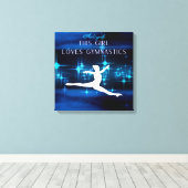 Dit meisje houdt van Gymnastiek zwart, blauw, wit Canvas Afdruk (Insitu (Houten vloer))