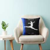 Dit meisje houdt van Gymnastiek zwart, blauw, wit Kussen (Stoel)