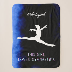 Dit meisje houdt van Gymnastiek zwart, blauw, wit Sherpa Deken